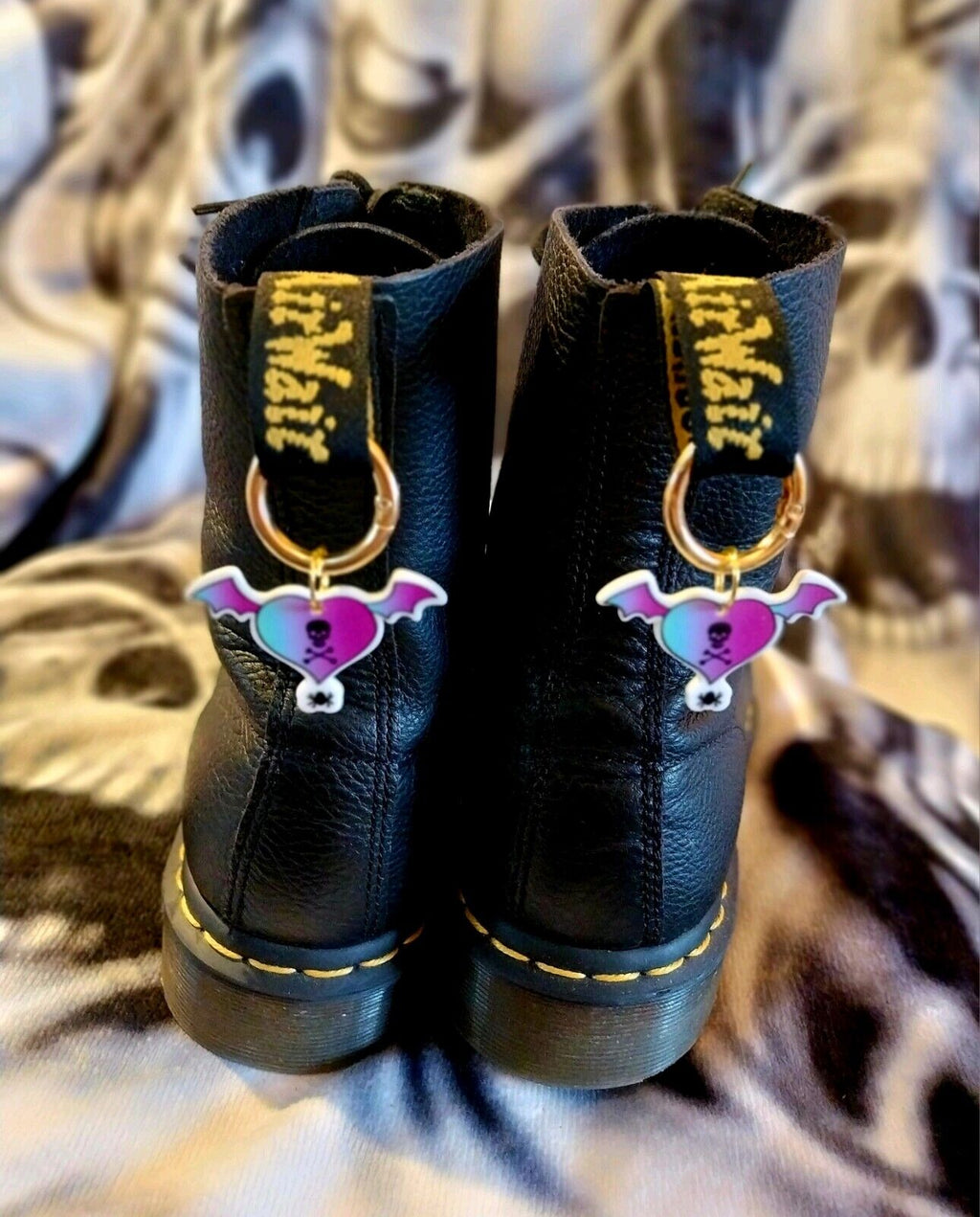 Pink Heart Skull boot charms for goth emo punk