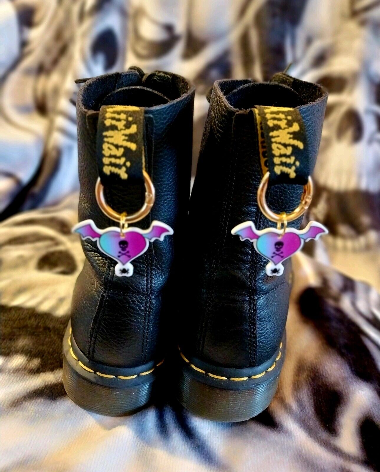 Pink Heart Skull boot charms for goth emo punk