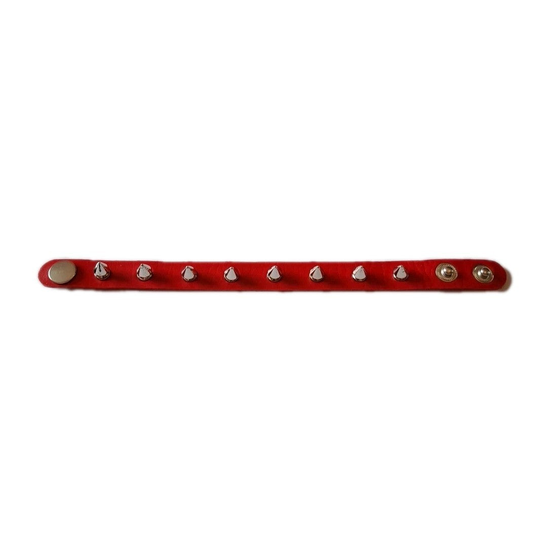 Spike Stud Punk Bracelet Cuff Goth Alternative Festival PU Leather Red