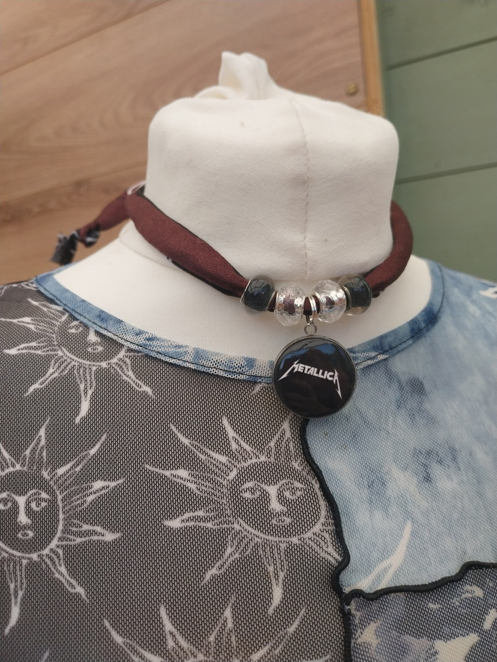 Metallica Bandana Choker Necklace Handmade Festival Metalhead