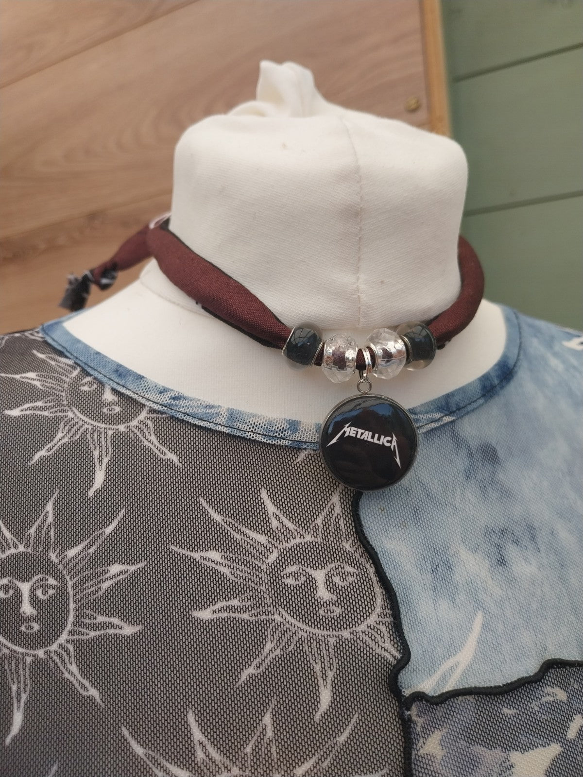 Metallica Bandana Choker Necklace Handmade Festival Metalhead