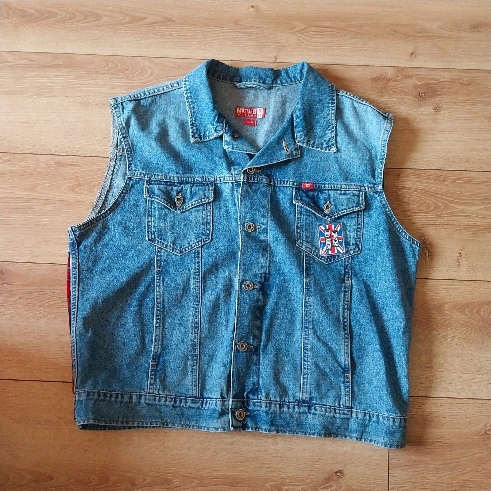 Sex Pistols Battle Jacket Reworked  Denim Waistcoat Punk XL