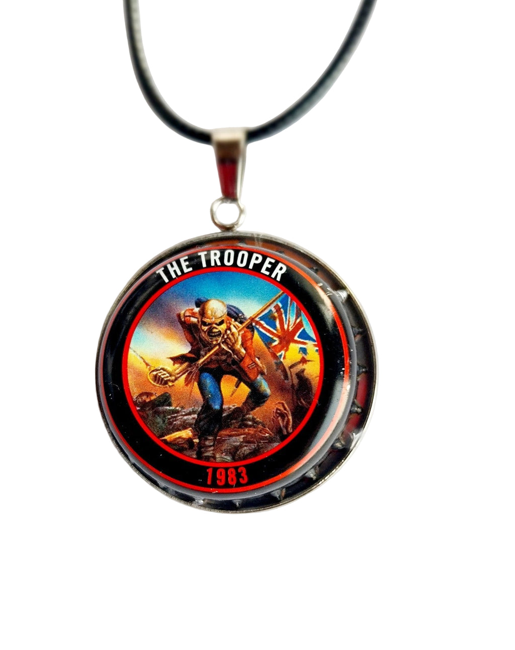 Handmade Iron Maiden bottle top  Necklace Trooper  1983