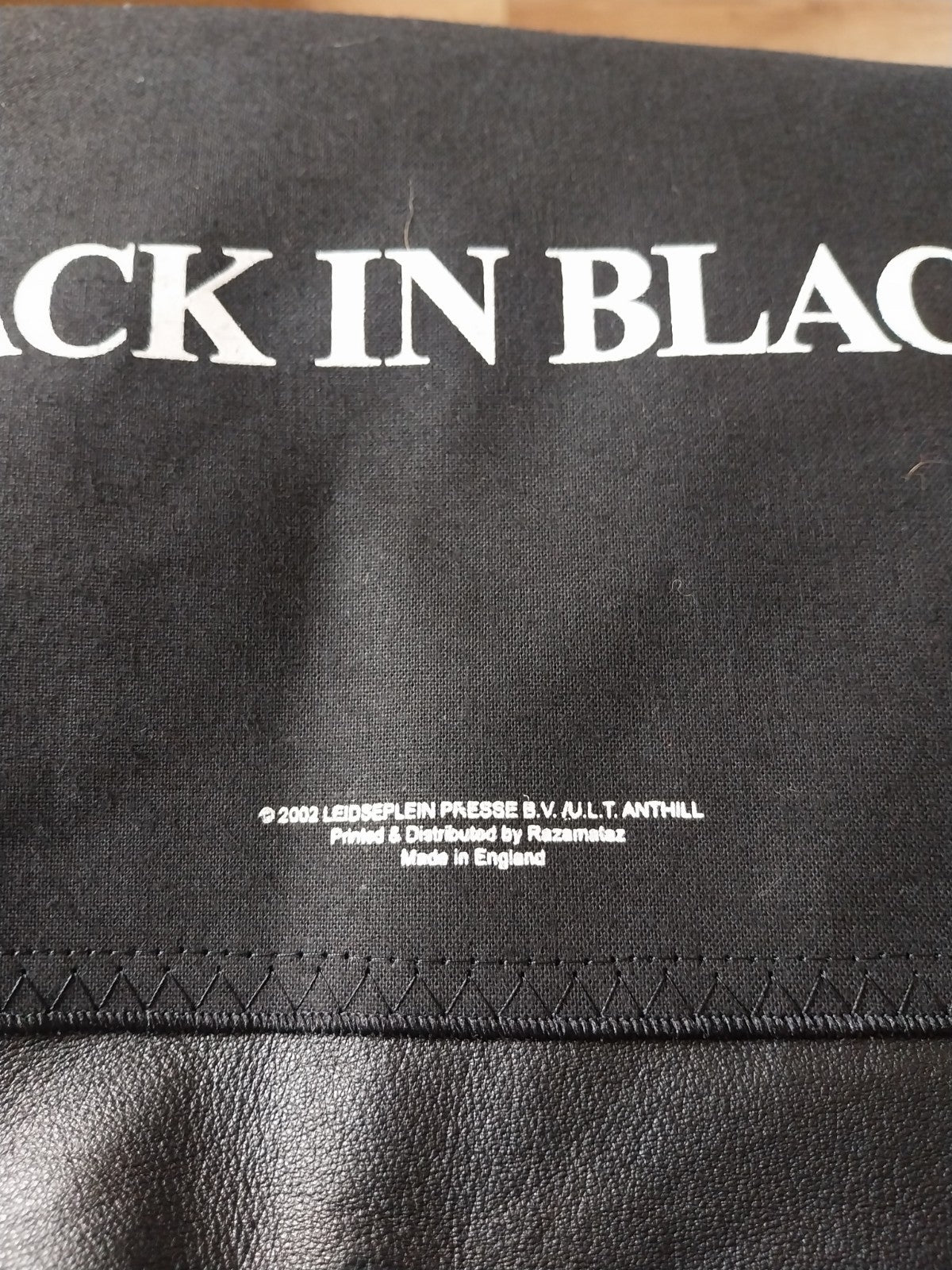 Vintage black leather waistcoat ACDC   on Back biker Size Large FESTIVAL