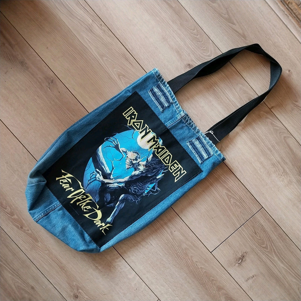 Iron Maiden Metalhead Handmade Denim Tote Bag Festival
