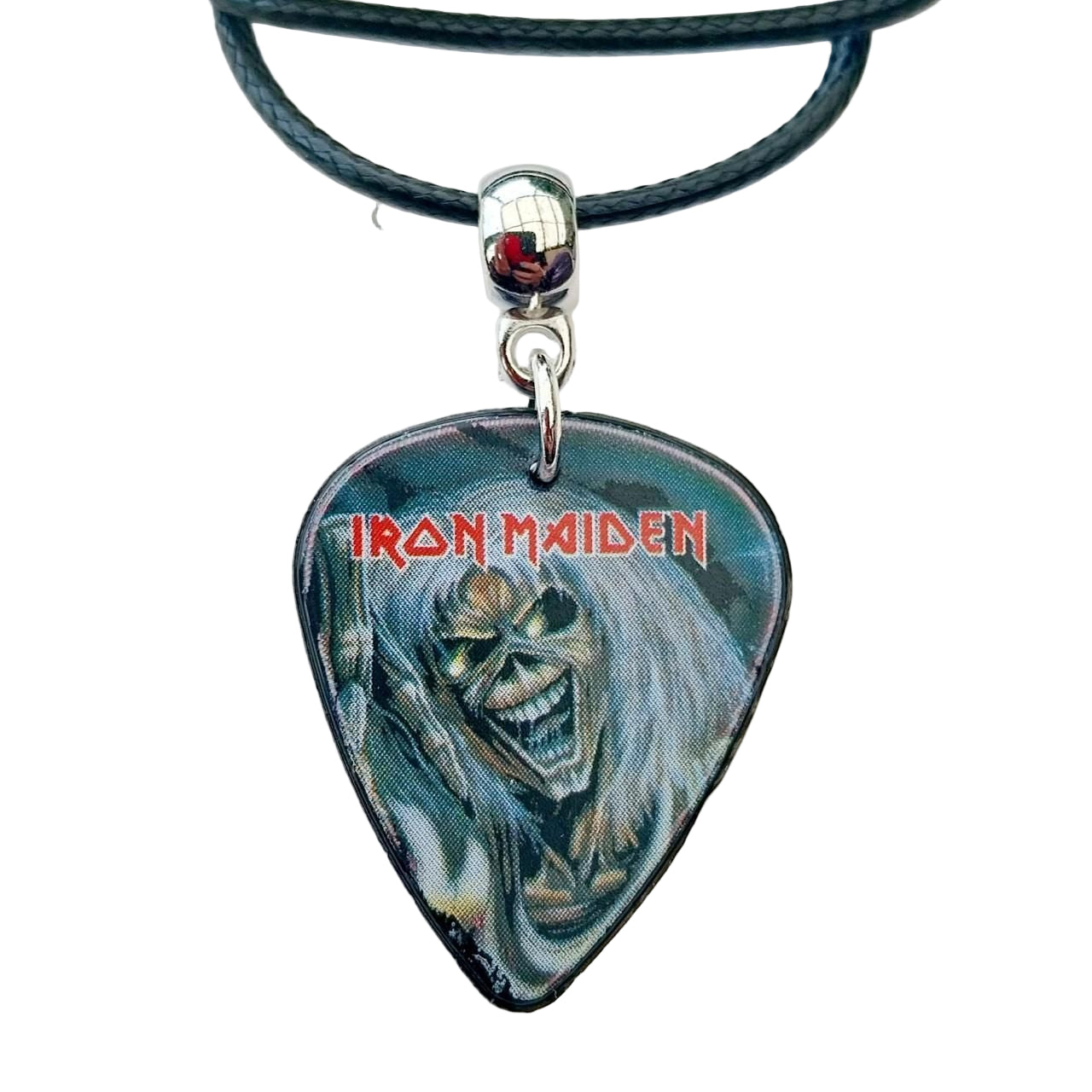 Handmade Iron Maiden guitar plectrum necklace