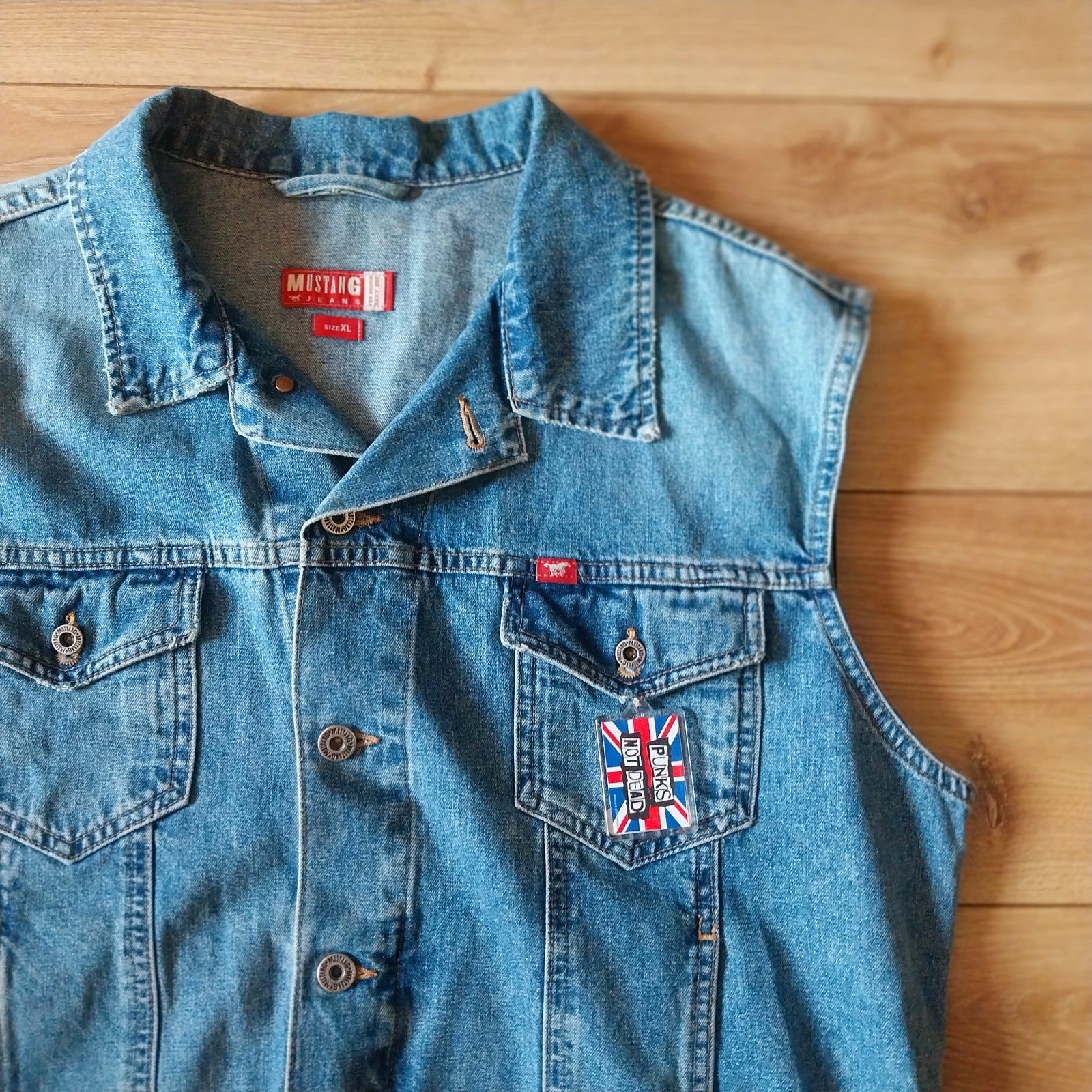 Sex Pistols Battle Jacket Reworked  Denim Waistcoat Punk XL