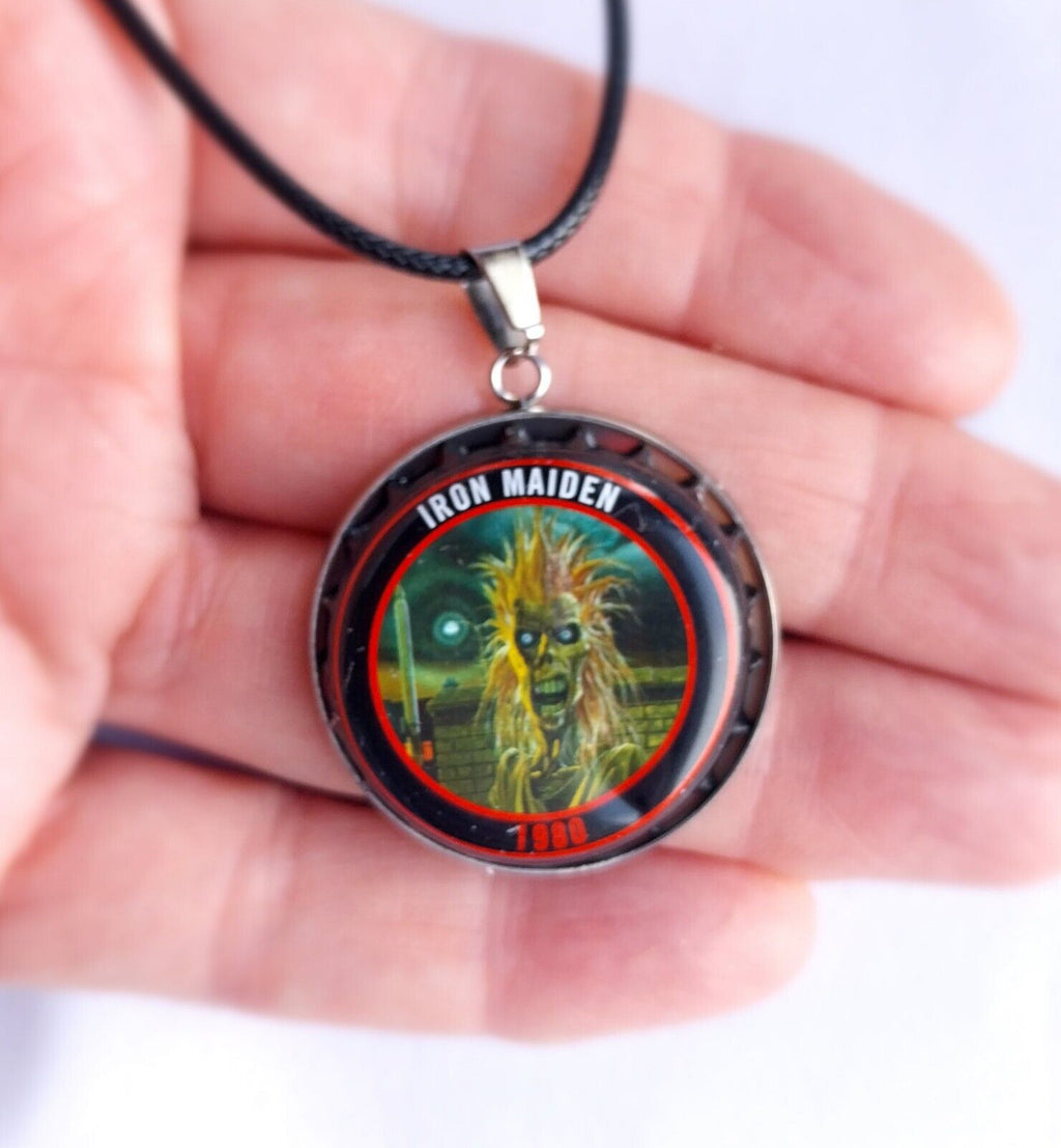 Handmade Iron Maiden bottle top  Necklace Iron Maiden 1980
