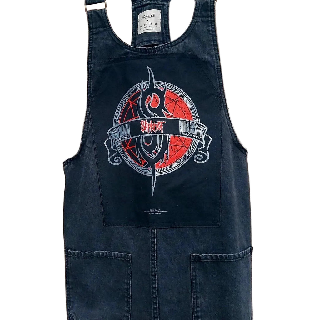 Reworked Slipknot black denim dungaree dress Size 16