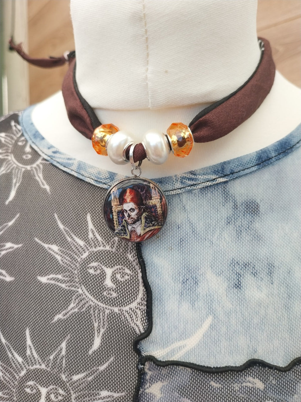 Ghost  Bandana Choker Necklace Handmade  Festival Metalhead