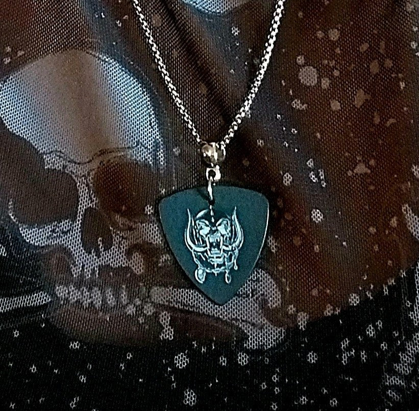 Handmade Motorhead guitar plectrum necklace Metalhead Festival