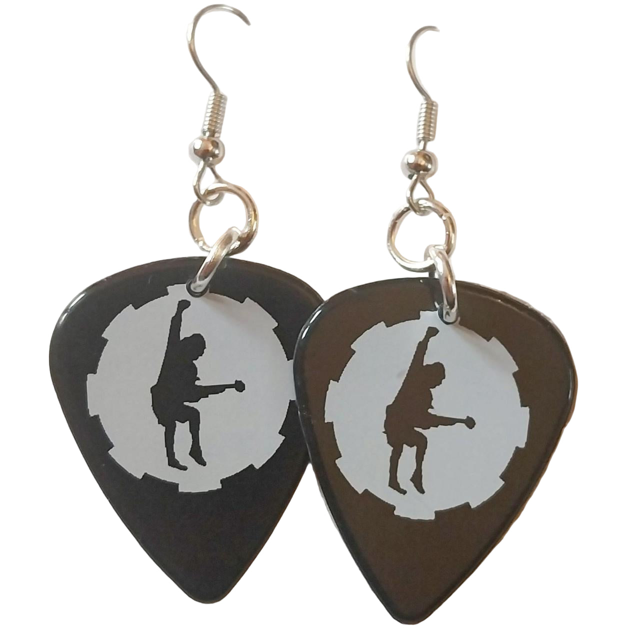 Handmade ACDC guitar plectrum earrings