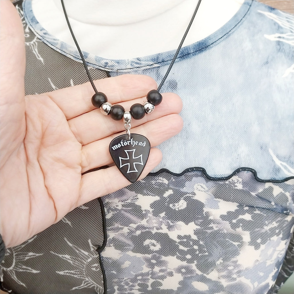 Handmade Motorhead guitar plectrum necklace Metalhead Festival