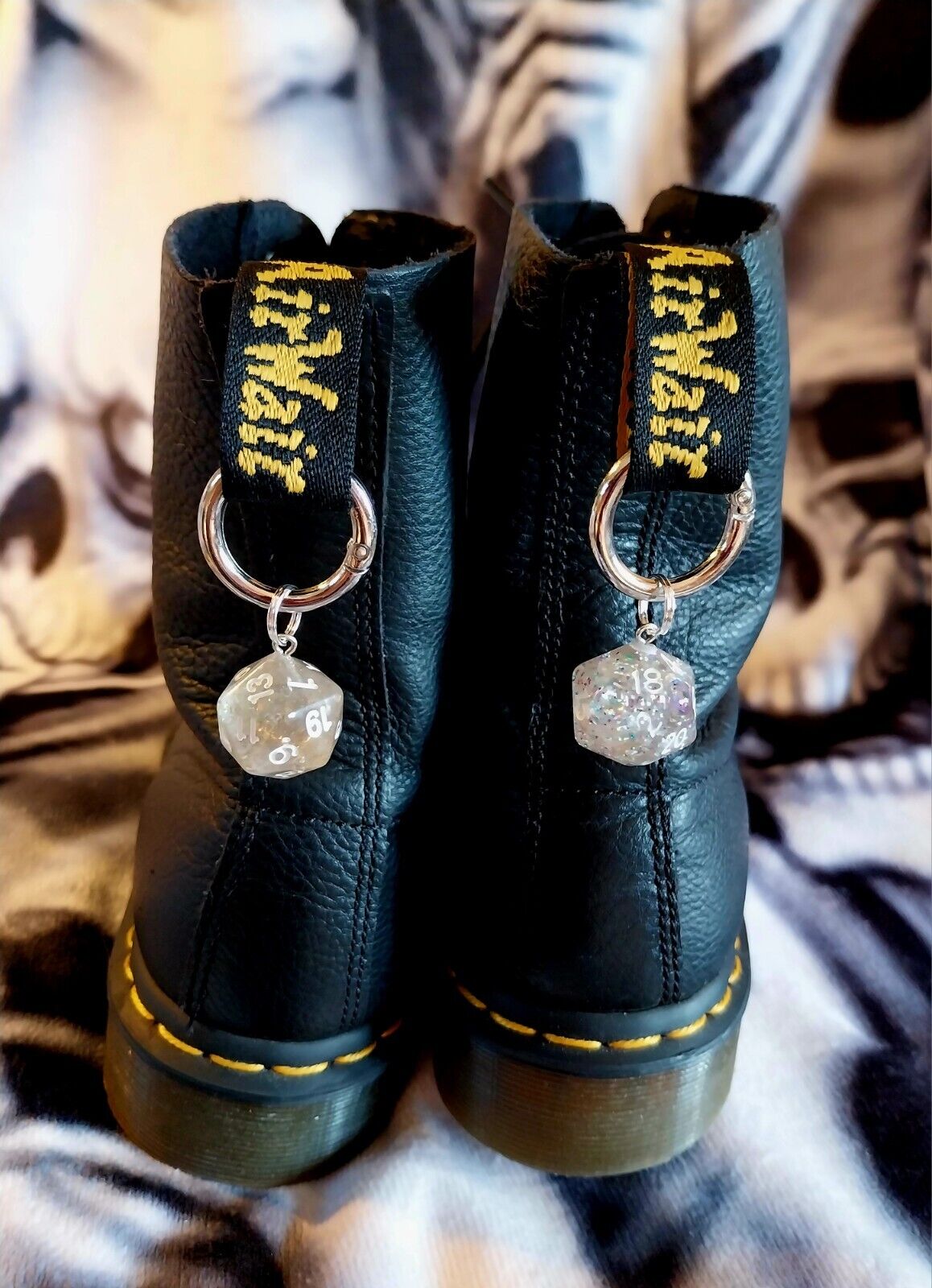 D20 Dice Glitter boot charms for goth emo punk