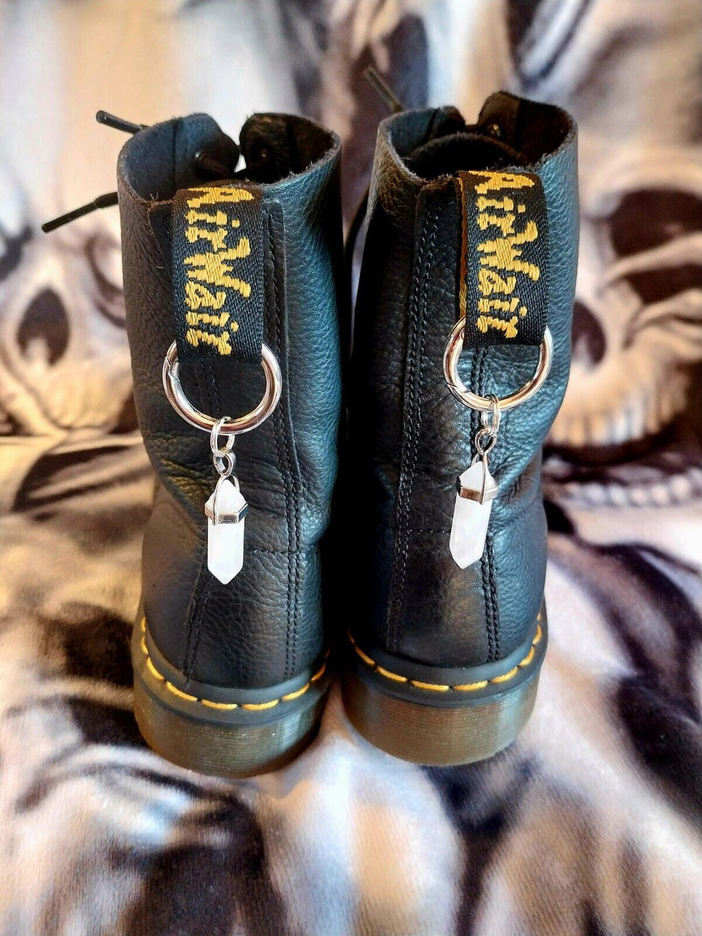 White  Quartz (Synthetic) Crystal Boot charms for goth emo punk