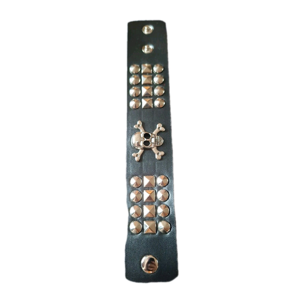 Skull Stud Punk  Bracelet Cuff Goth Emo PU Leather Festival Alternative