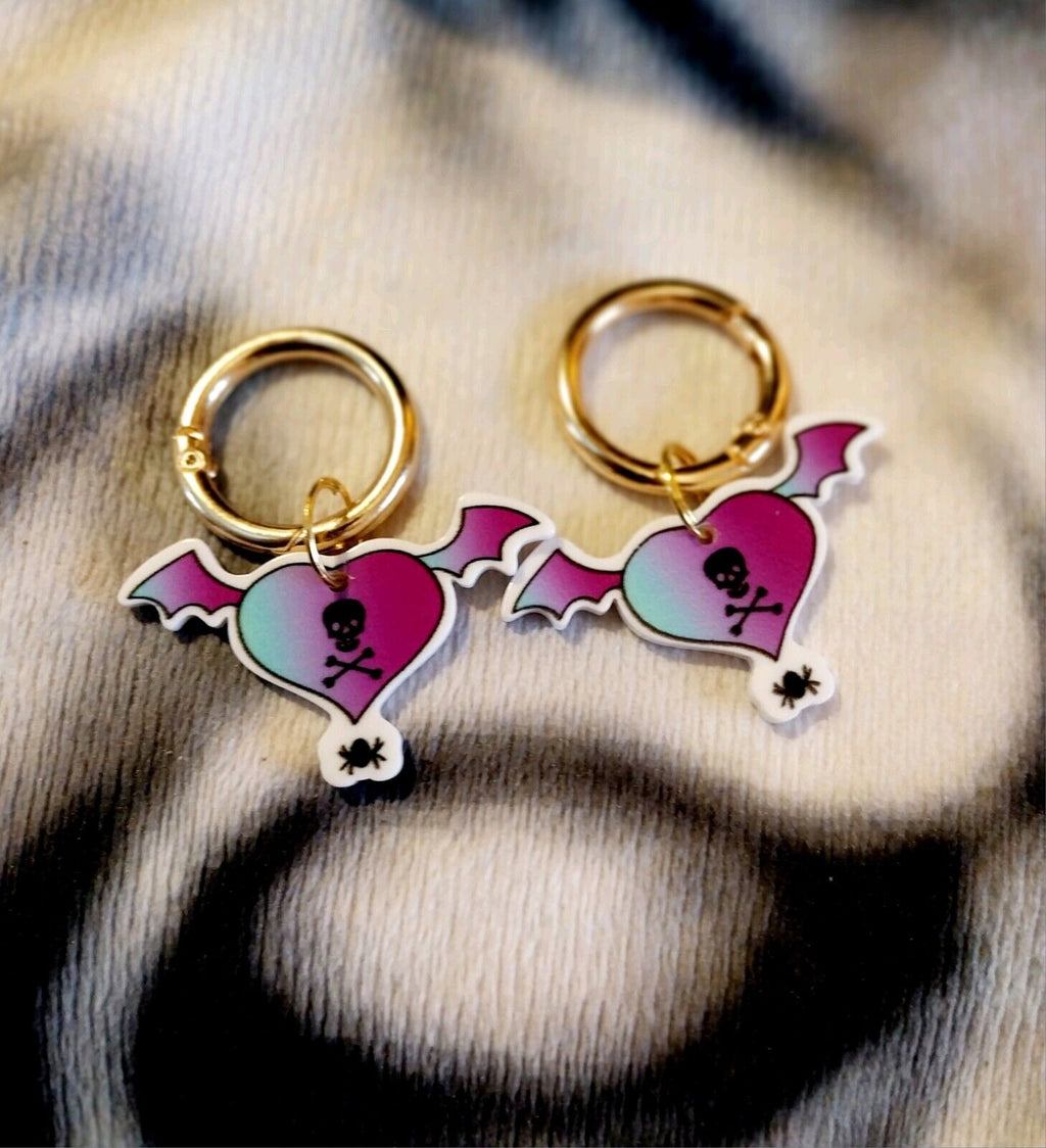 Pink Heart Skull boot charms for goth emo punk
