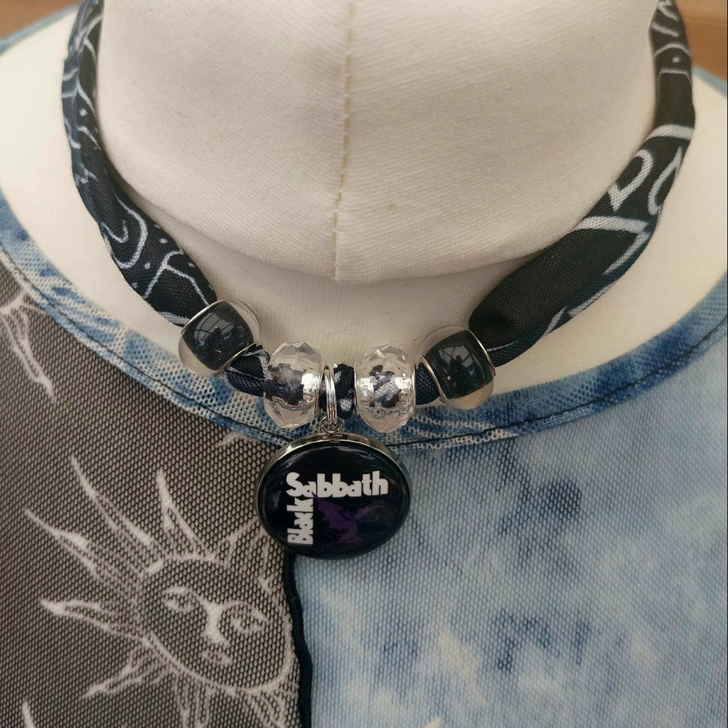 Black Sabbath Bandana Choker Necklace Handmade Festival Metalhead