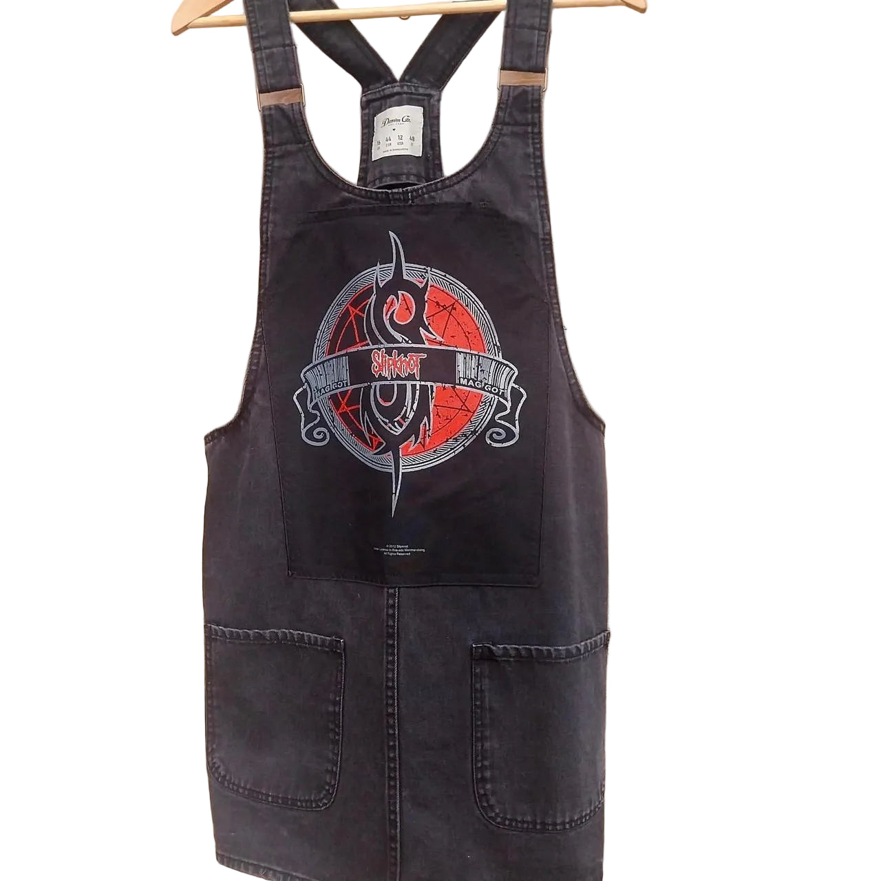 Reworked Slipknot black denim dungaree dress Size 16