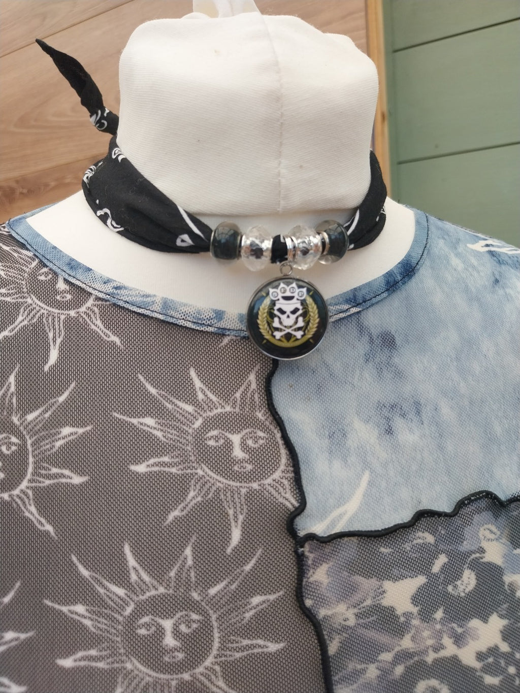 Five Finger Death Punch  Bandana Choker Necklace Handmade  Festival Metalhead