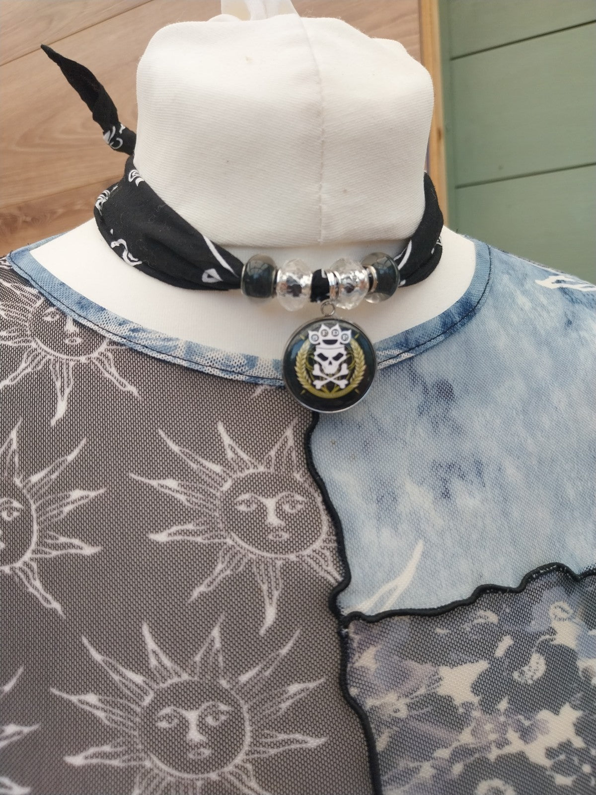 Five Finger Death Punch  Bandana Choker Necklace Handmade  Festival Metalhead