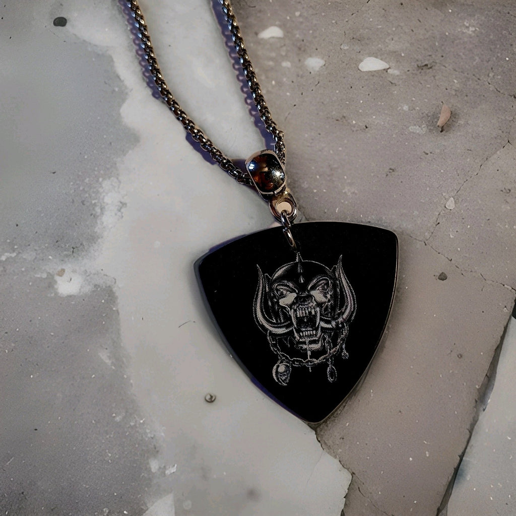 Handmade Motorhead guitar plectrum necklace Metalhead Festival