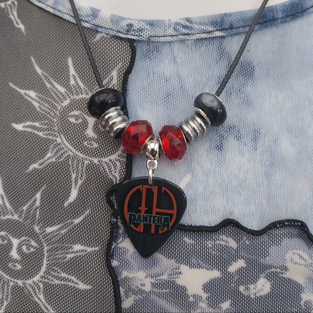 Handmade Pantera guitar plectrum necklace Festival Metalhead