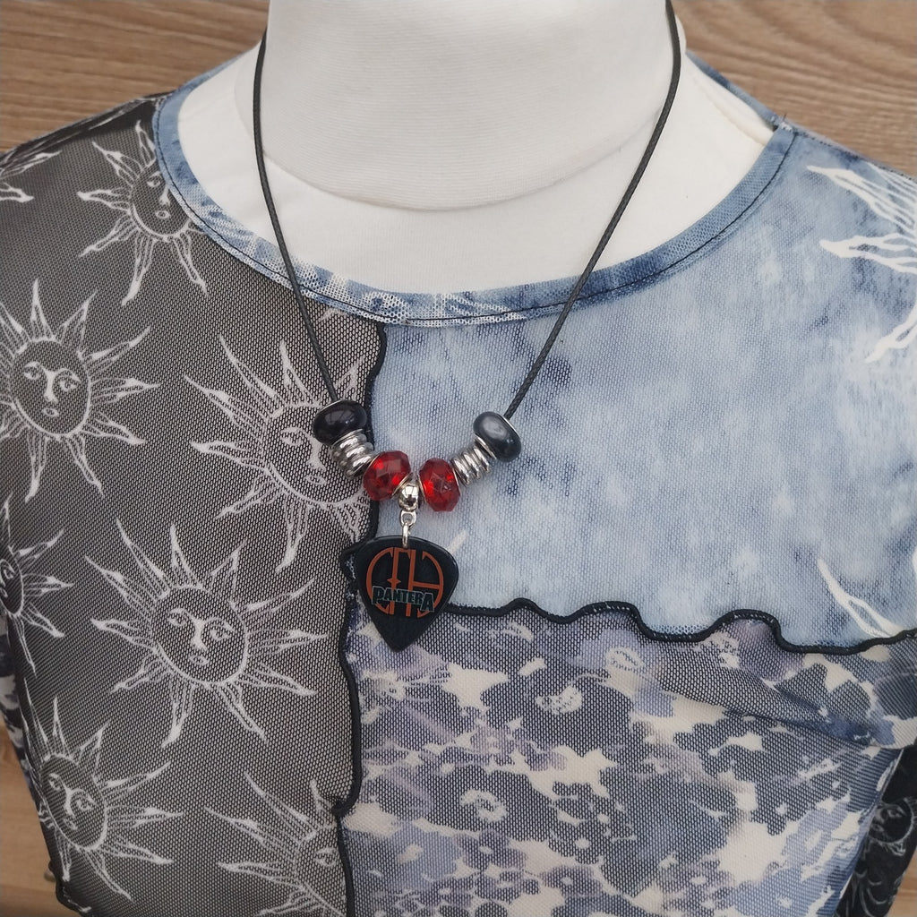 Handmade Pantera guitar plectrum necklace Festival Metalhead