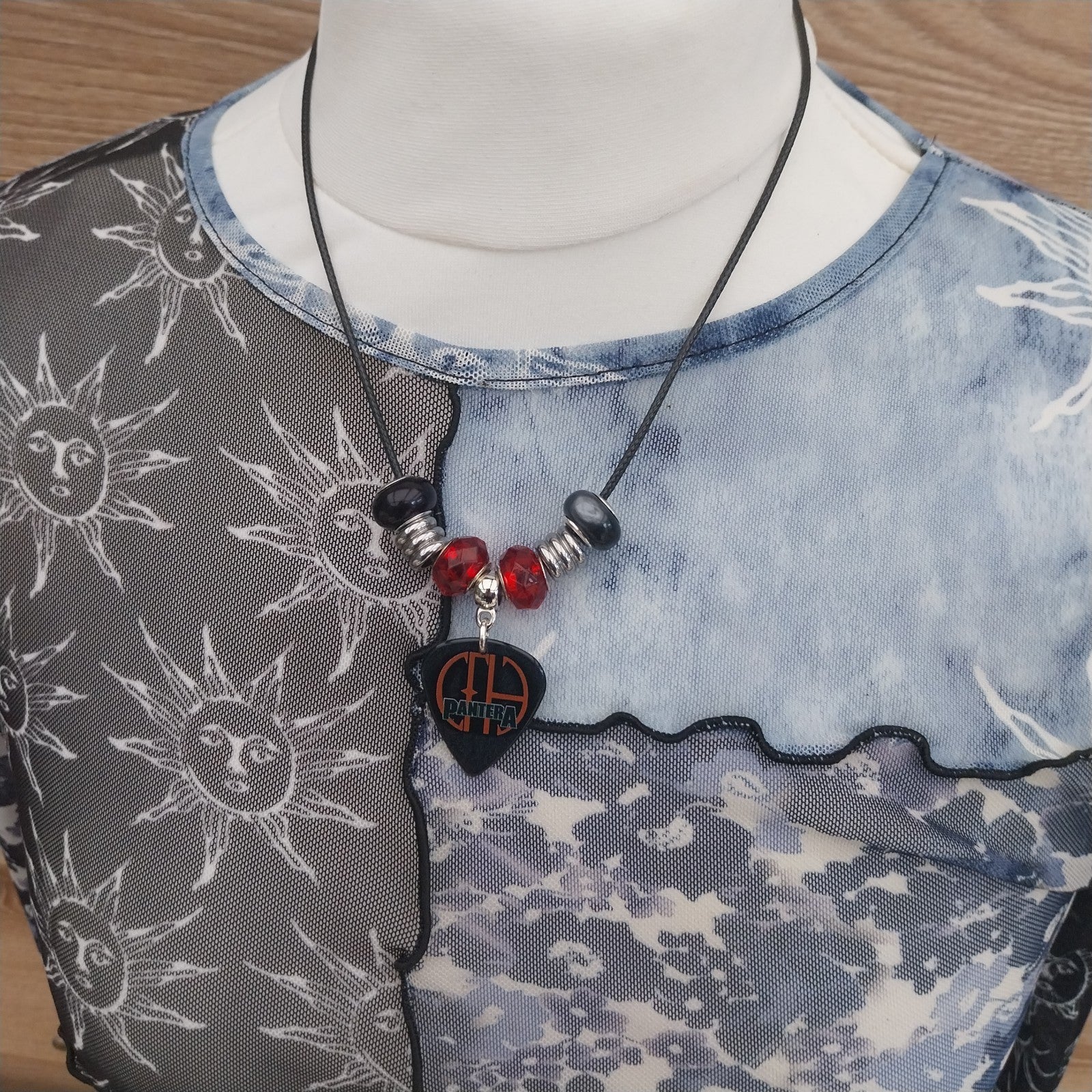 Handmade Pantera guitar plectrum necklace Festival Metalhead