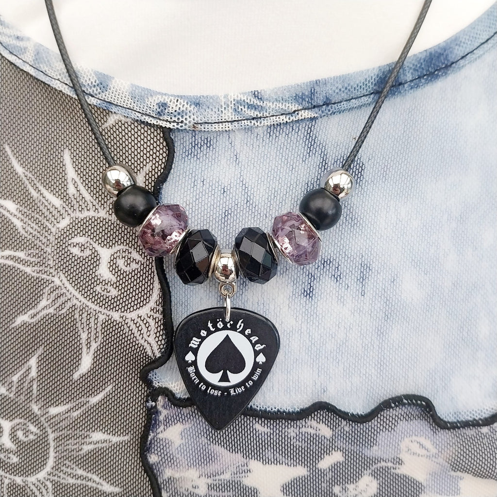 Handmade Motorhead guitar plectrum necklace Metalhead Festival