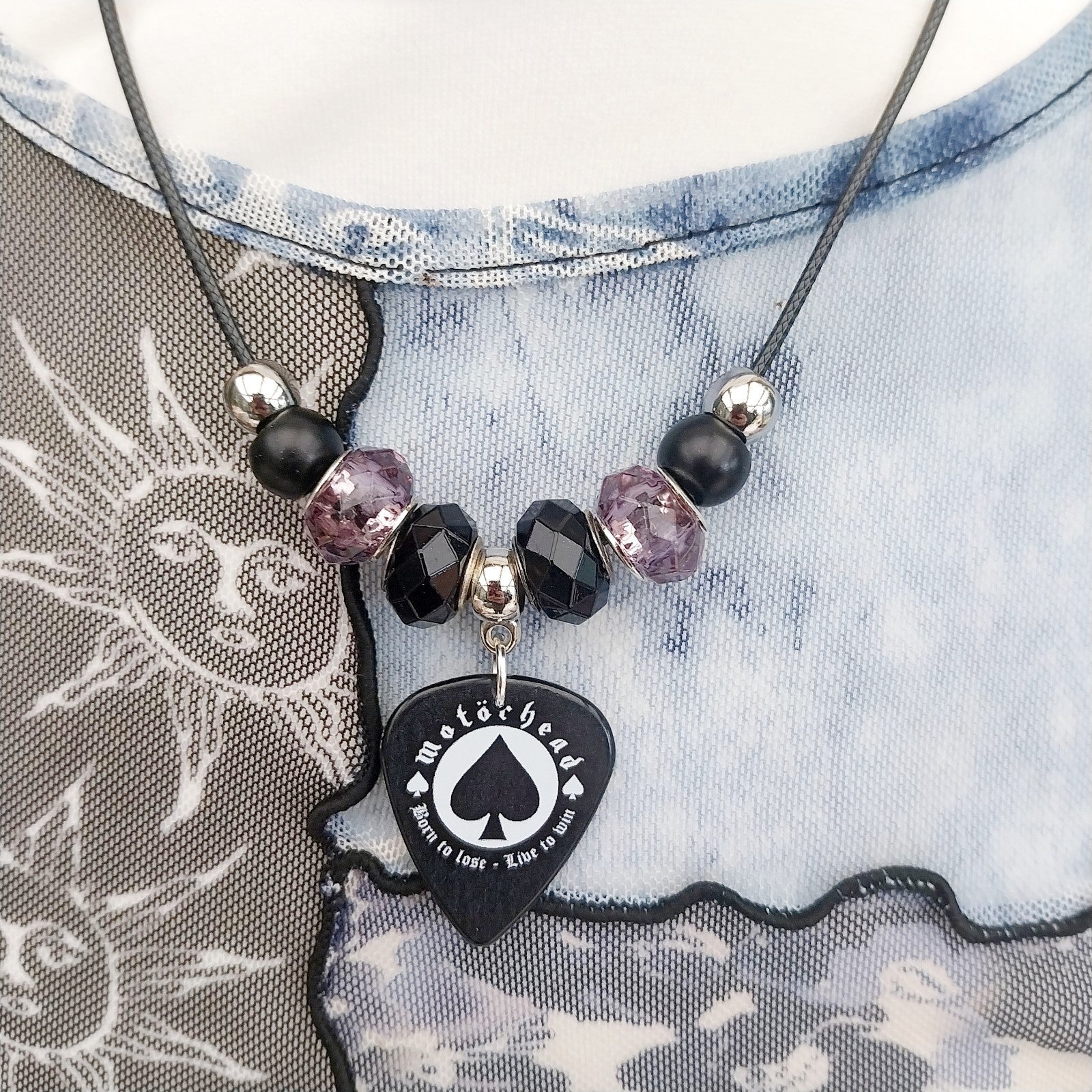 Handmade Motorhead guitar plectrum necklace Metalhead Festival