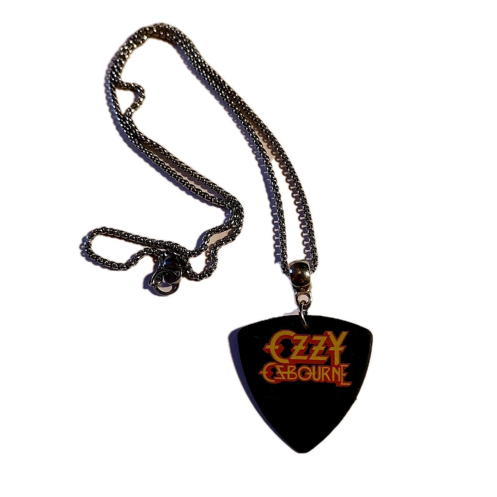 Handmade Ozzy Osborne guitar plectrum necklace Metalhead Festival