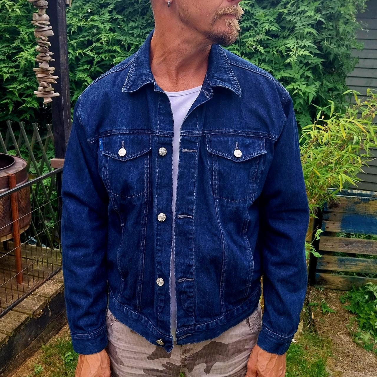 Reworked vintage denim jacket with Iron Maiden Trooper on back Size Large