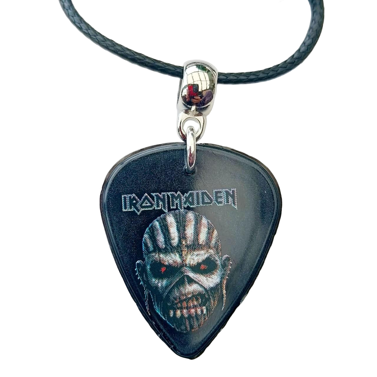Handmade Iron Maiden gutiar plectrum necklace