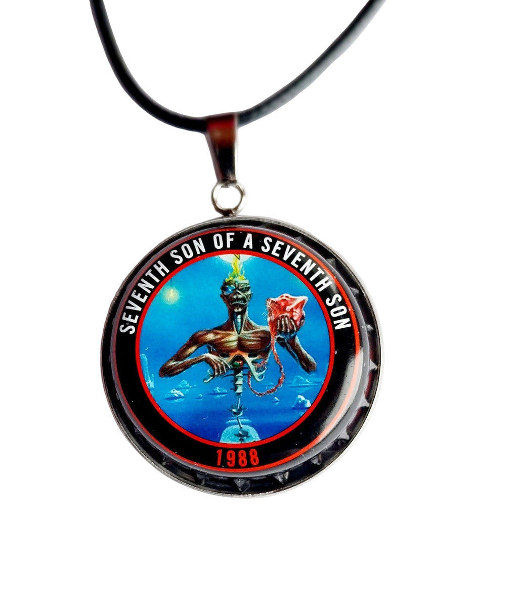 Handmade Iron Maiden bottle top  Necklace Seventh Son 1988