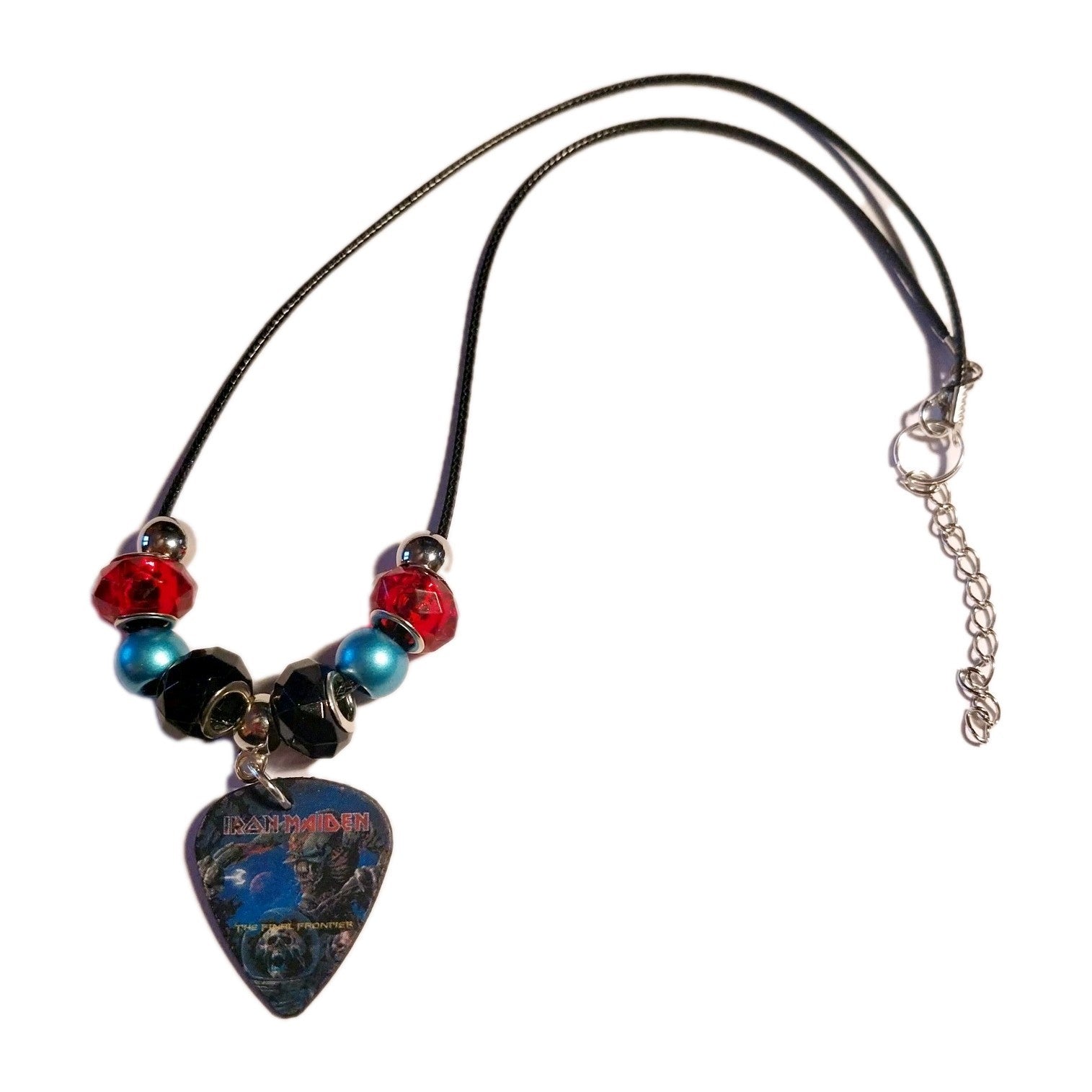 Handmade Iron Maiden guitar plectrum necklace Festival Metalhead