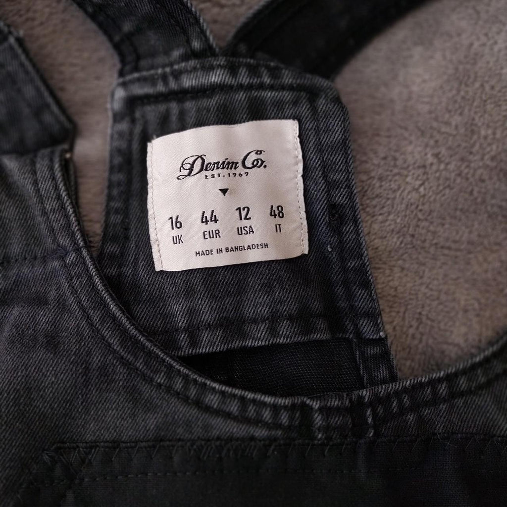 Reworked Slipknot black denim dungaree dress Size 16