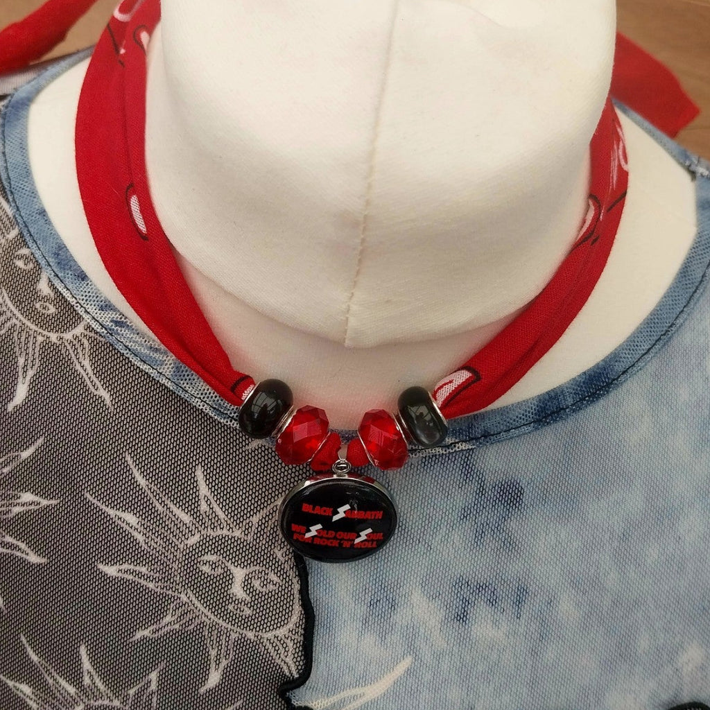 Black Sabbath Bandana Choker Necklace Handmade Festival Metalhead
