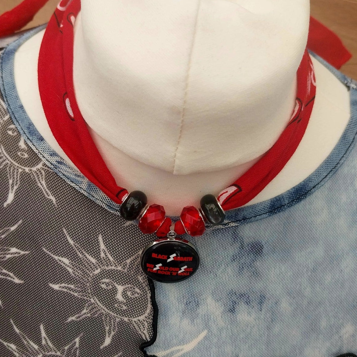 Black Sabbath Bandana Choker Necklace Handmade Festival Metalhead