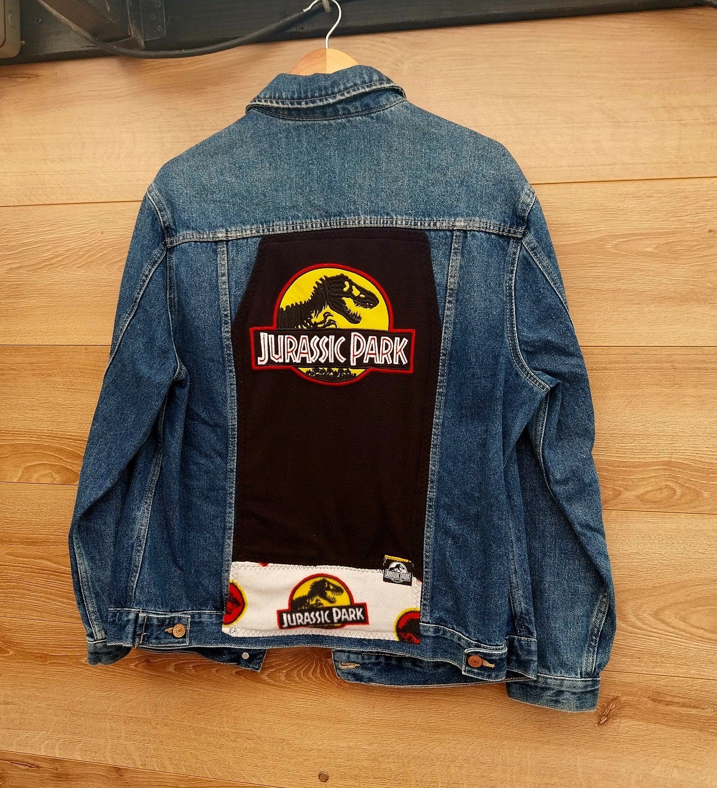 Reworked  Blue Denim Jacket Dinosaur Theme  Size 12