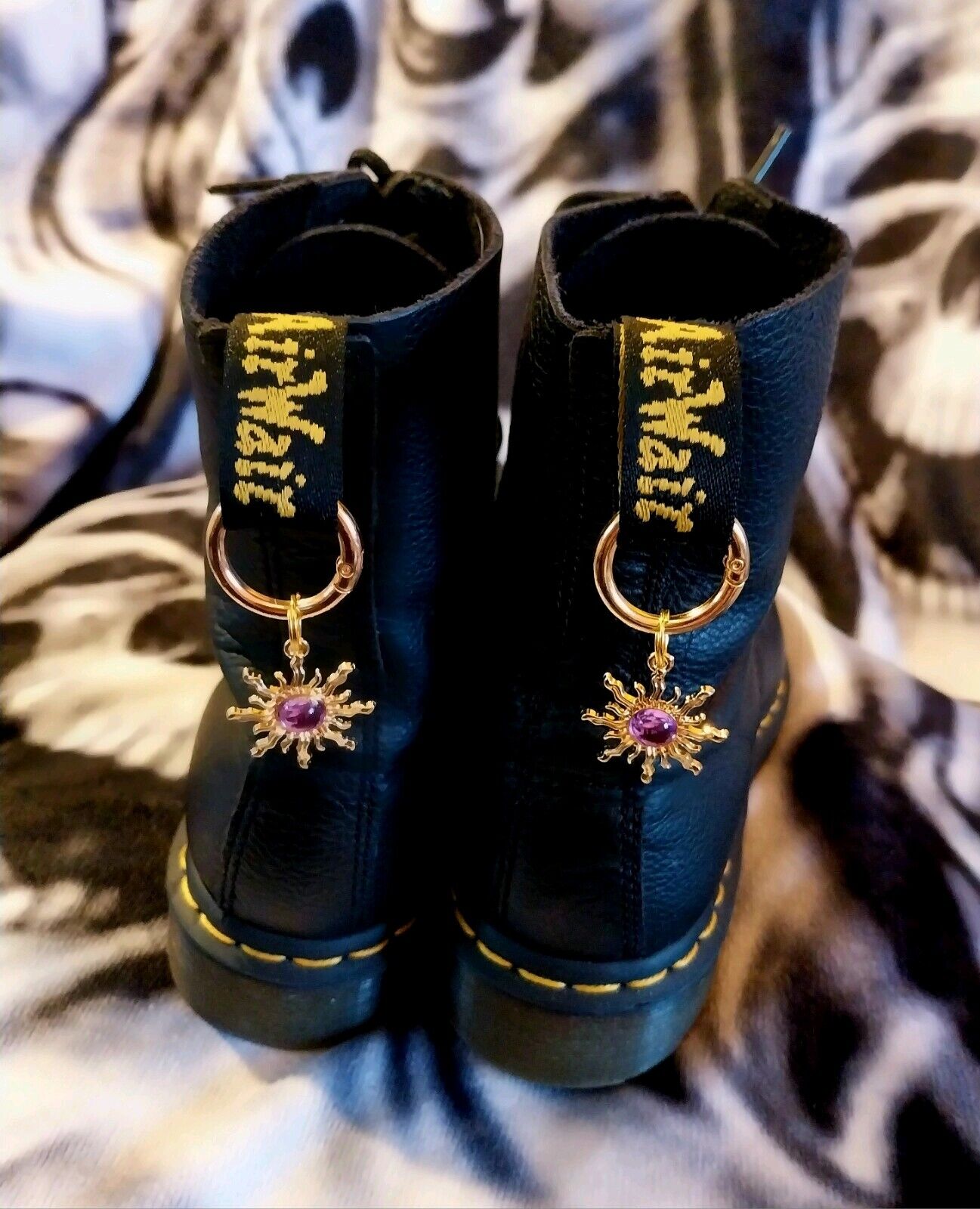 Gold Pink  Sun boot charms for goth emo punk