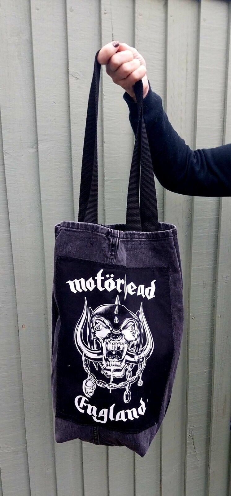Handmade Motorhead Patch  denim Bag Metalhead Festival