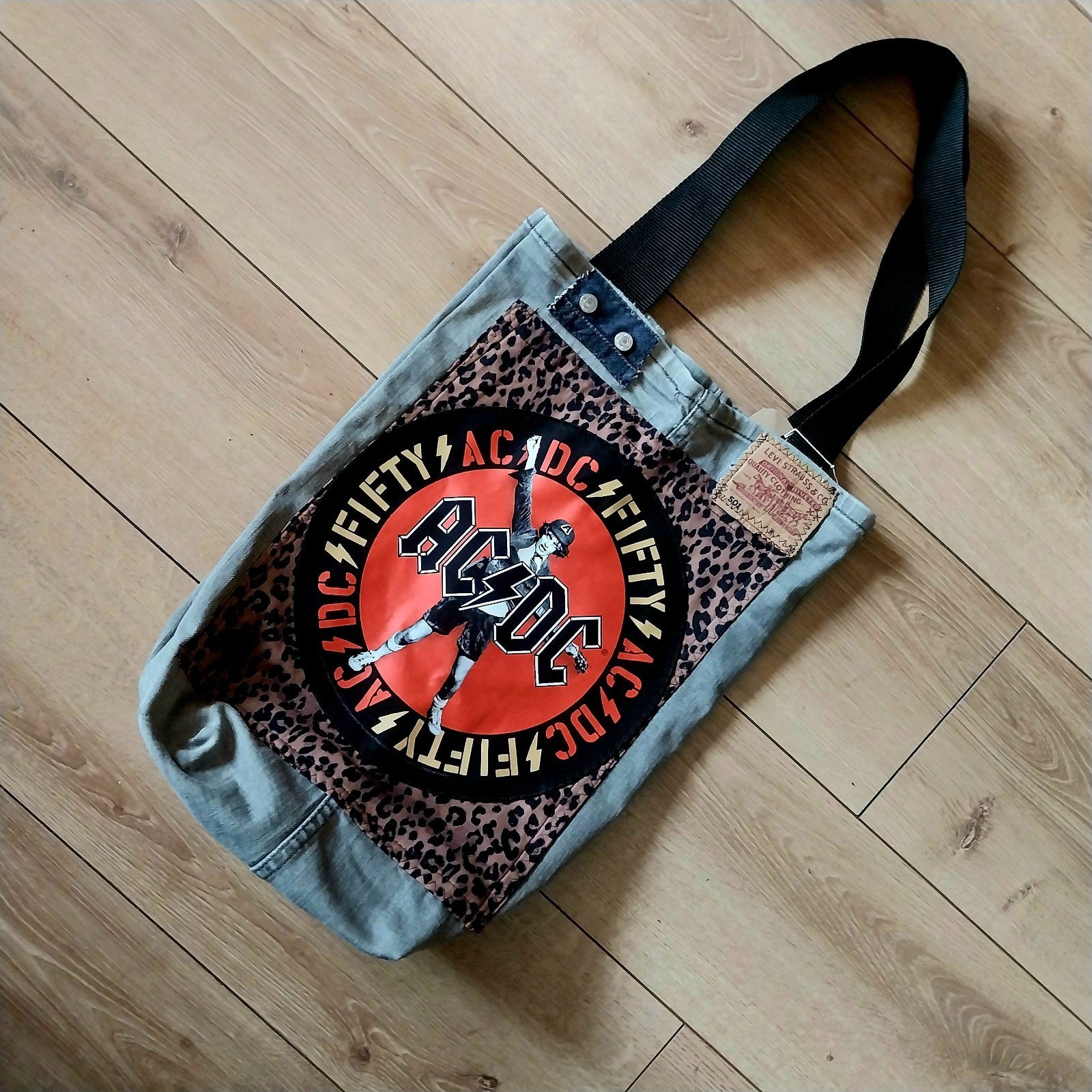 ACDC Metalhead Handmade  Denim Tote Bag Festival