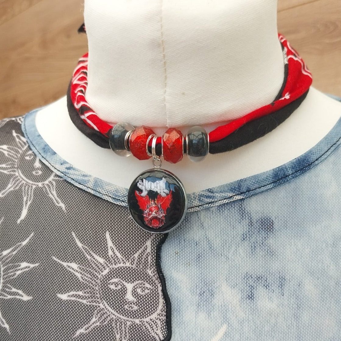 Ghost  Bandana Choker Necklace Handmade  Festival Metalhead