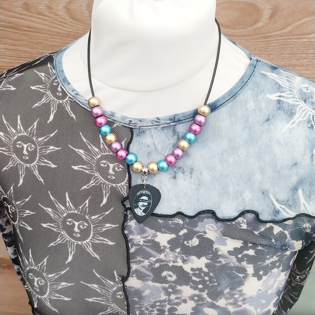 Handmade Sex Pistols God Save The Queen Necklace Punk Festival guitar plectrum