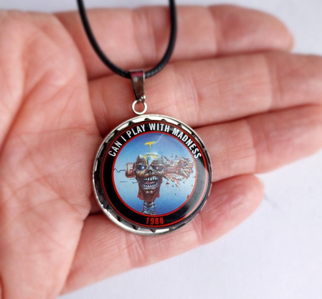 Handmade Iron Maiden bottle top  Necklace 7th son of A 7th son 1988