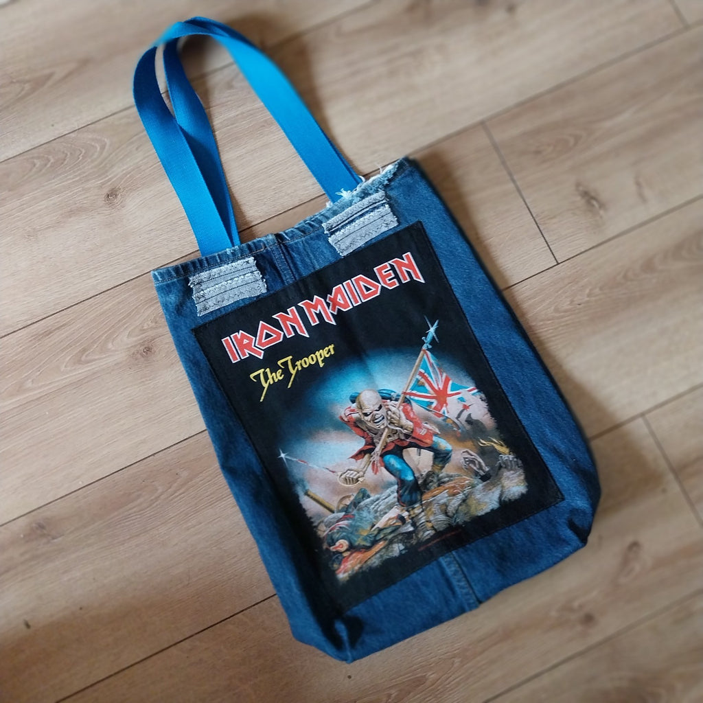 Iron Maiden Metalhead Handmade Denim Tote Bag Festival