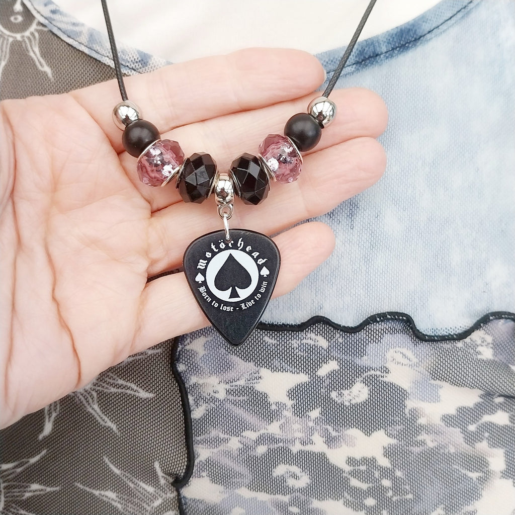 Handmade Motorhead guitar plectrum necklace Metalhead Festival