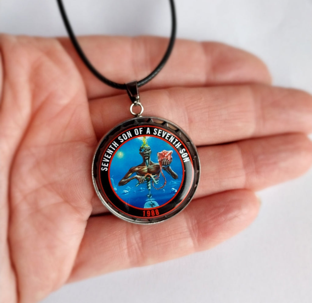 Handmade Iron Maiden bottle top  Necklace Seventh Son 1988