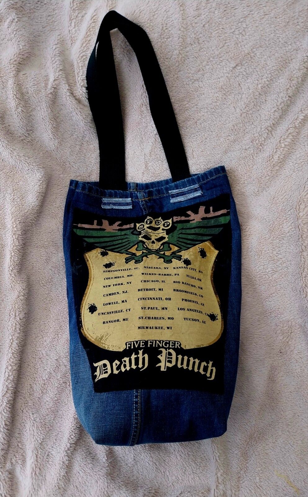 Handmade 5FDP denim Bag Metalhead Festival
